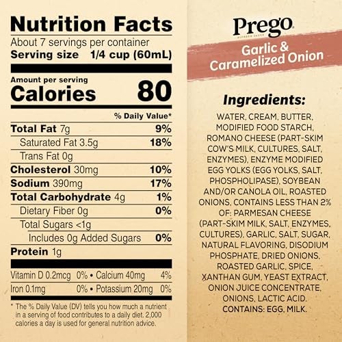 Prego Garlic and Caramelized Onion Alfredo Pasta Sauce, 14.5 oz Jar - Image 2