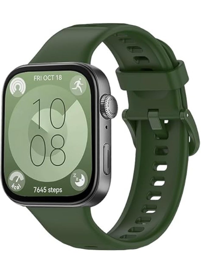 سوار سيليكون رياضي خفيف الوزن متوافق مع ساعة هواوي فيت 3 تصميم انيق ومريح _ أخضر - Image 1