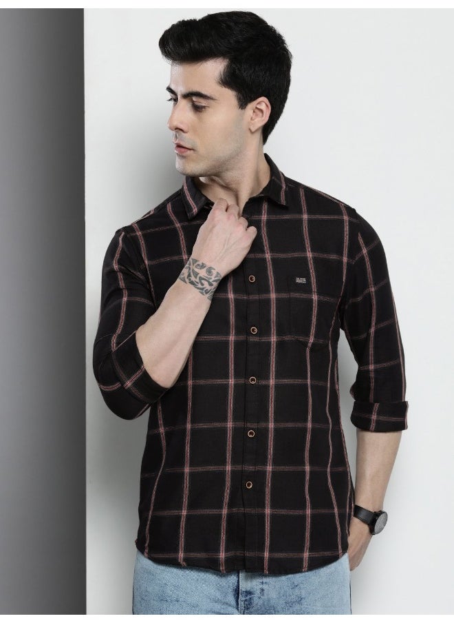 Black Regular Fit Casual Checked Cutaway Collar Full Sleeves Cotton Shirt - pzsku/ZA2D2E7534A4BAE55FA77Z/45/_/1733481237/1422dcbc-095d-4230-92ab-7d3ed1bf7c63