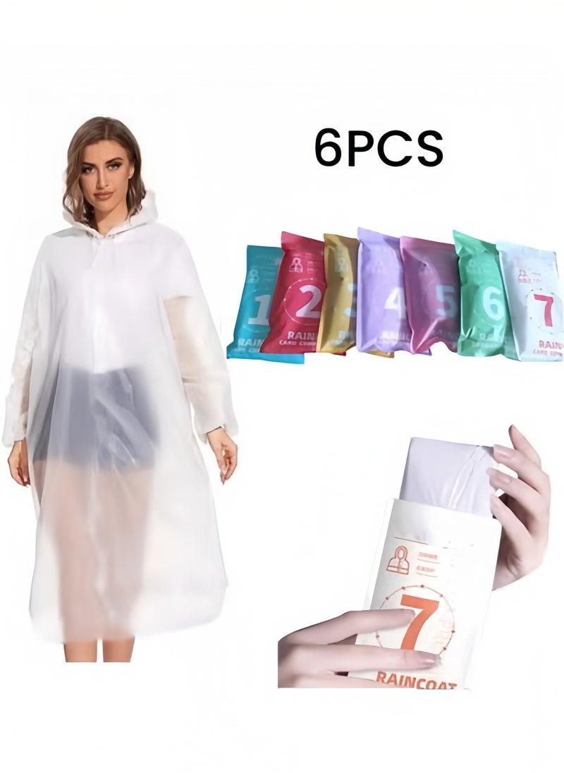 Generic 6 pieces of setting a one -time transparent raincoat, a PVC raincoat for men and women, a portable raincoat (random color)  - Image 1