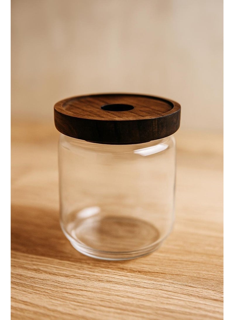 Glass jar with tightly wooden lid suitable for all uses with unique and practical design - Image 1