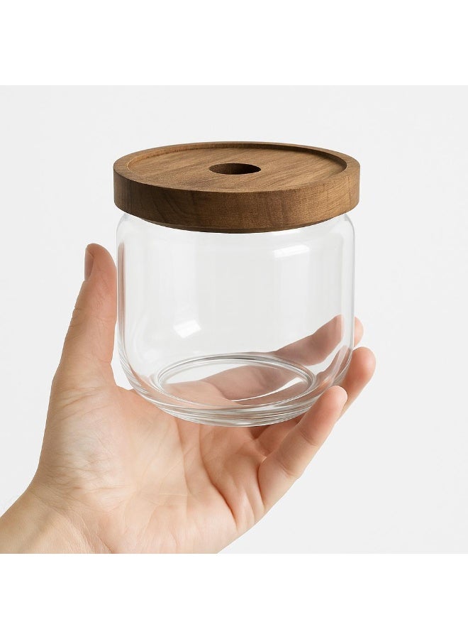 Glass jar with tightly wooden lid suitable for all uses with unique and practical design - Image 3