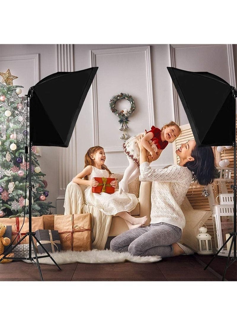 Glanfen - Photography SoftBox Lighting Kit with 2 Pcs 105W White Bulb and SoftBox, Carry Bag for Portrait Product Shooting - Image 1