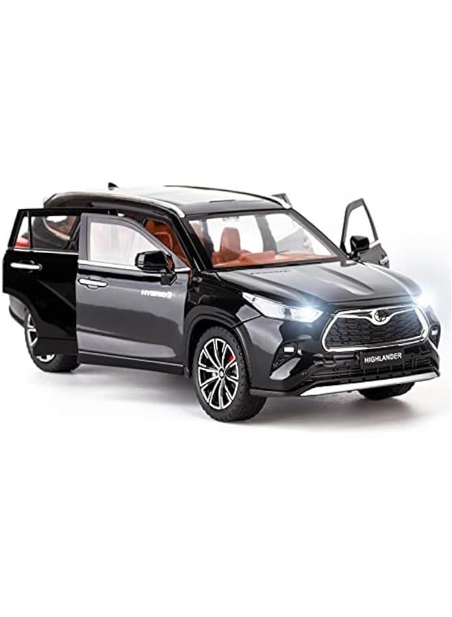 1/24 Highlander Model Car, Zinc Alloy Pull Back Toy car with Sound and Light for Kids Boy Girl Gift(Black) - Image 1