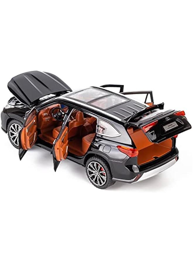 1/24 Highlander Model Car, Zinc Alloy Pull Back Toy car with Sound and Light for Kids Boy Girl Gift(Black) - Image 4