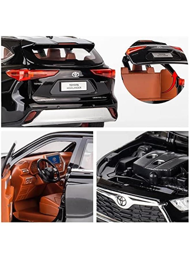 1/24 Highlander Model Car, Zinc Alloy Pull Back Toy car with Sound and Light for Kids Boy Girl Gift(Black) - Image 5