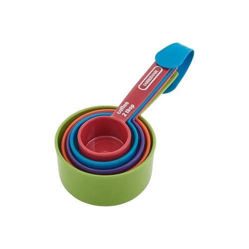 Farberware Professional 5Piece Measuring Cup Set with Coffee Scoop Durable Plastic Kitchen Measuring Cups with EasyRead Markings Nesting Design