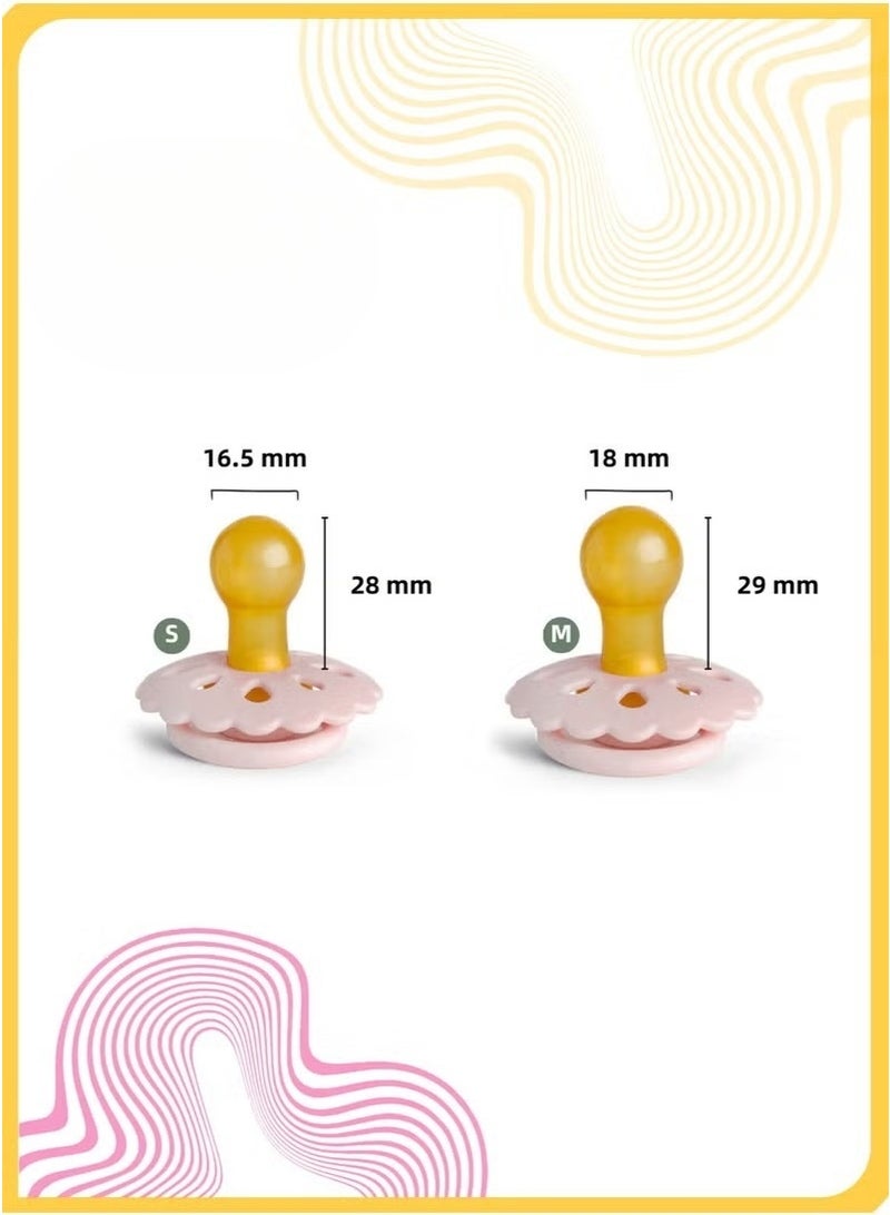 شراء جوي لهاية أطفال من اللاتكس الطبيعي على شكل زهرة، لهاية مهدئة للأطفال على شكل زهرة، آمنة وغير سامة، ناعمة ومريحة، للأطفال من عمر 0 إلى 6 أشهر، وردية اللون. - Image 2