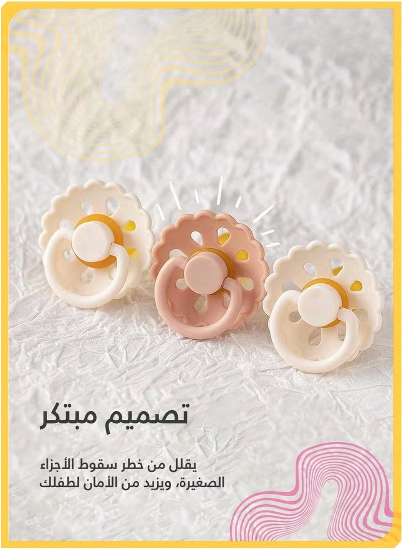 شراء جوي لهاية أطفال من اللاتكس الطبيعي على شكل زهرة، لهاية مهدئة للأطفال على شكل زهرة، آمنة وغير سامة، ناعمة ومريحة، للأطفال من عمر 0 إلى 6 أشهر، وردية اللون. - Image 3