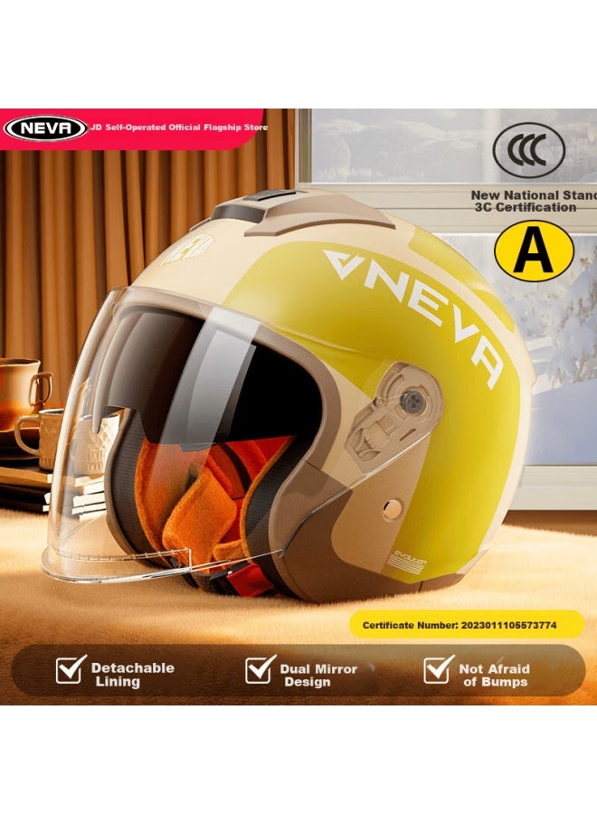 Neva New National Standard Class A 3c Certified Helmet For Electric Bikes And Motorcycles, Uni Windproof Anti-fog Warm Dual Visor All-season Safety Helmet With Anti-fog High-definition Visor Technology - Image 1