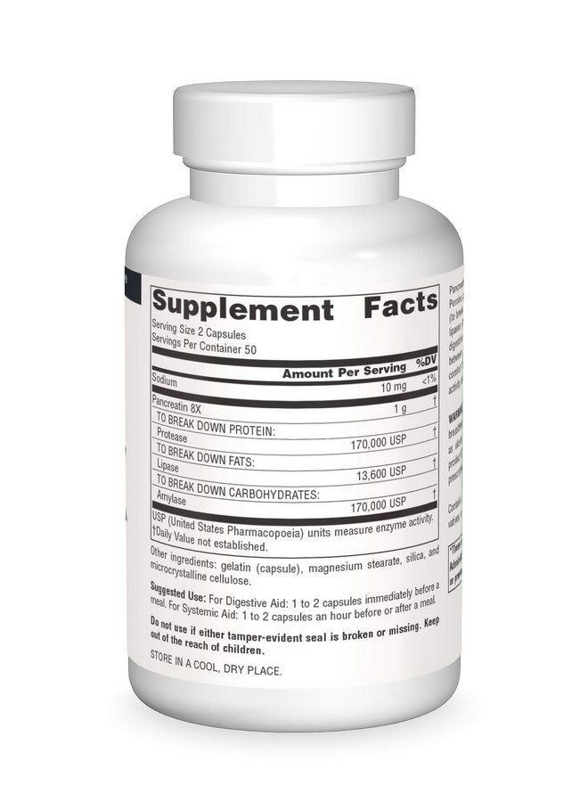 Source Naturals Pancreatin 8X 500 Mg Digestive Enzymes 100 Capsules - Image 4