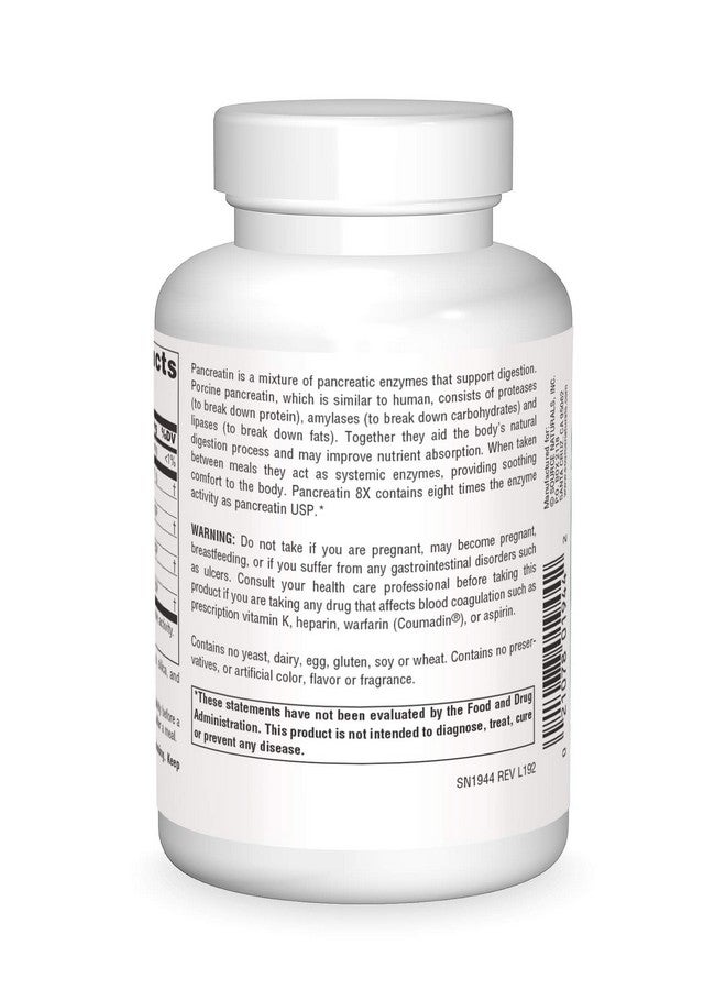 Source Naturals Pancreatin 8X 500 Mg Digestive Enzymes 100 Capsules - Image 3