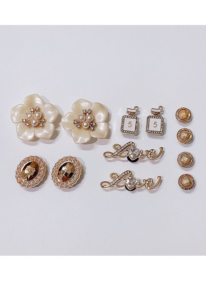 Unique 12 Pcs Shiny Shoe Charms - Diamond Chain Shoe Accessories - Flower Shoe Accessories - Stylish and Simple - Birthday Party Gifts - Image 1