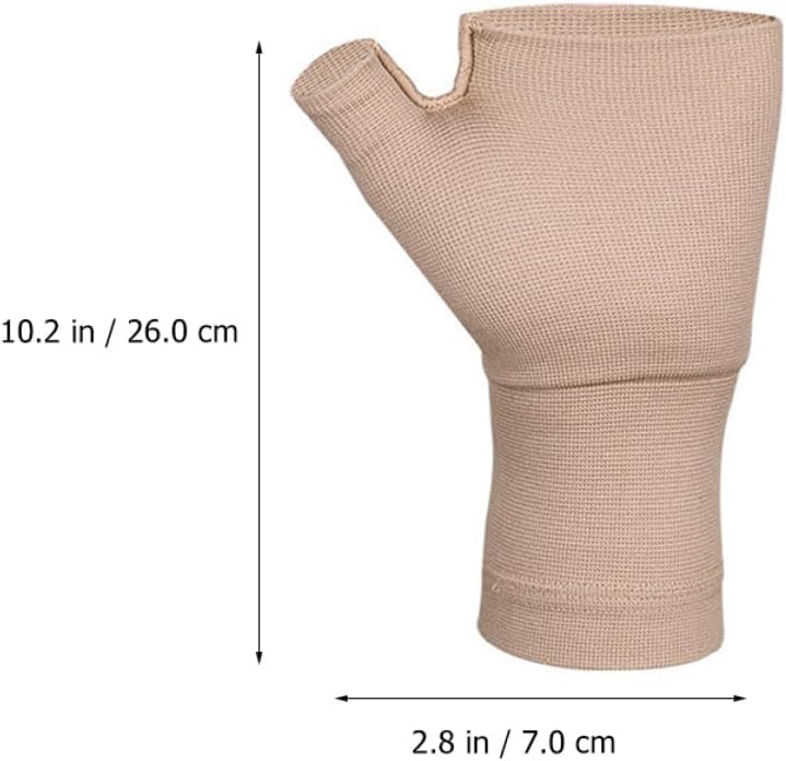 Arthritis Compression Gloves Fingerless Therapy Gloves Skin Tone Elastic Wrist Support for Adults and Keep Warm - Image 2