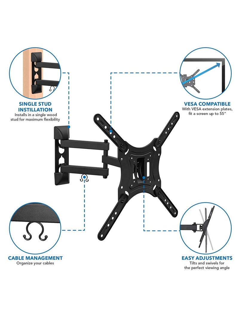 Full Motion TV Wall Mount Monitor Wall Bracket with Swivel & Articulating Tilt Arm, Fits up to 55 Inch Lcd Led Oled Flat Screens up to 66 lbs/Vesa 400x400 - Image 2