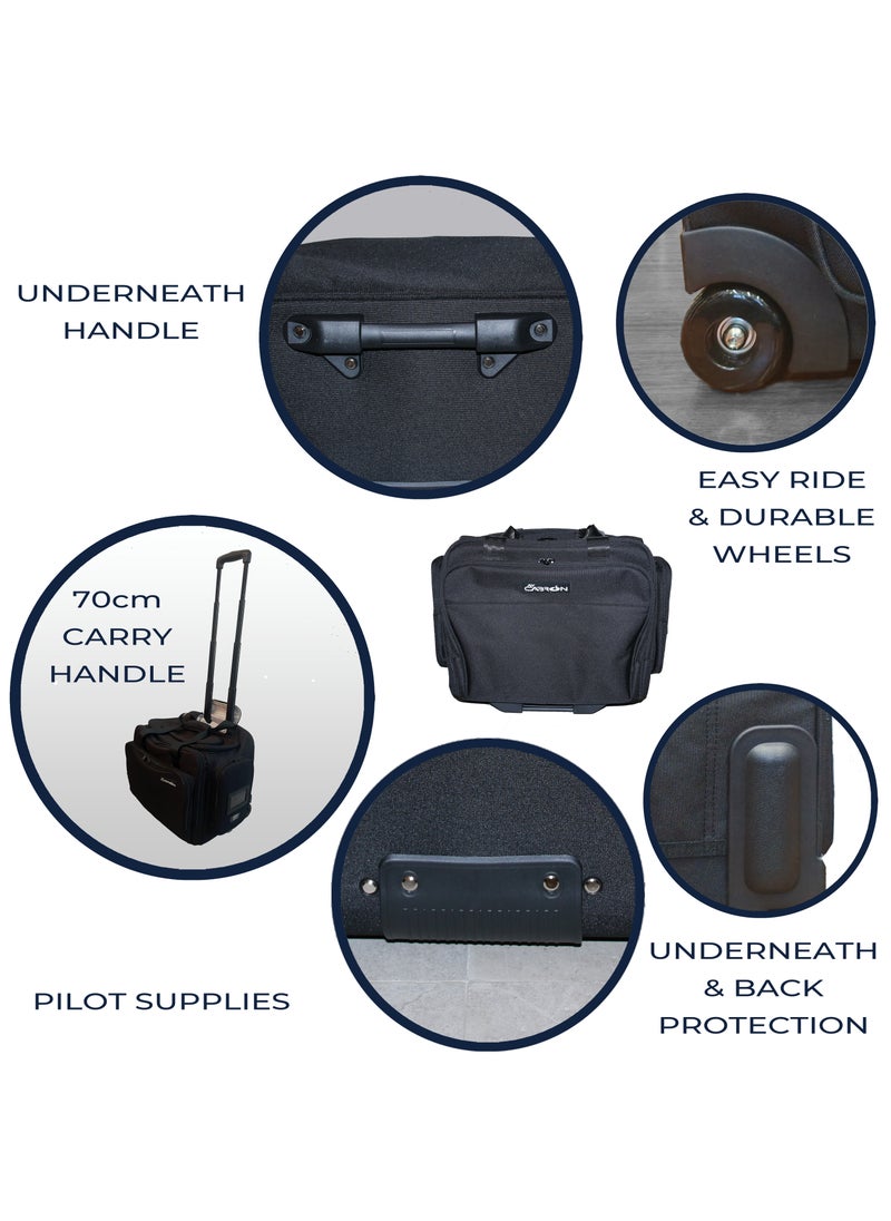 AY CABRON - Pilot Crew Flight Deck | Executive Business Laptop Computer Travel Documents | Trolley Bag Suitcase With Telescopic Handle Water Resistant Light Weight - Image 1