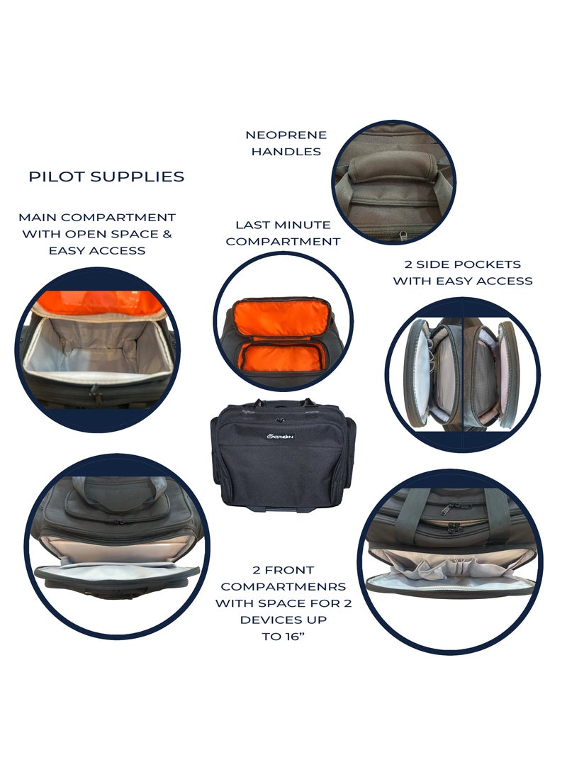 AY CABRON - Pilot Crew Flight Deck | Executive Business Laptop Computer Travel Documents | Trolley Bag Suitcase With Telescopic Handle Water Resistant Light Weight - Image 1