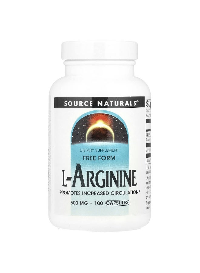 Source Naturals Source Naturals, L-Arginine, Free Form, 1,000 mg, 100 Capsules (500 mg per Capsule)  - Image 1
