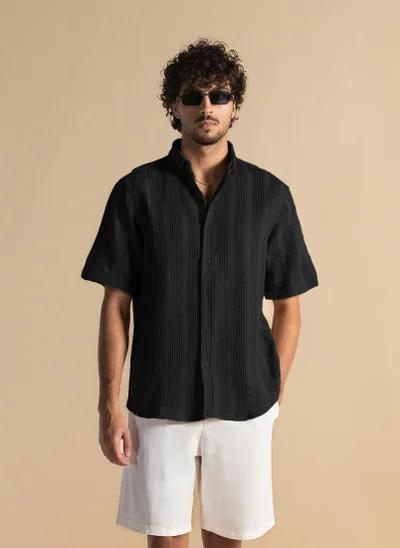 SHAPES TEXTURED COTTON SHIRT