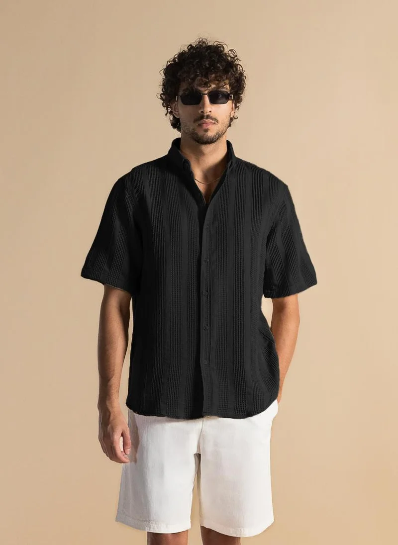 SHAPES TEXTURED COTTON SHIRT