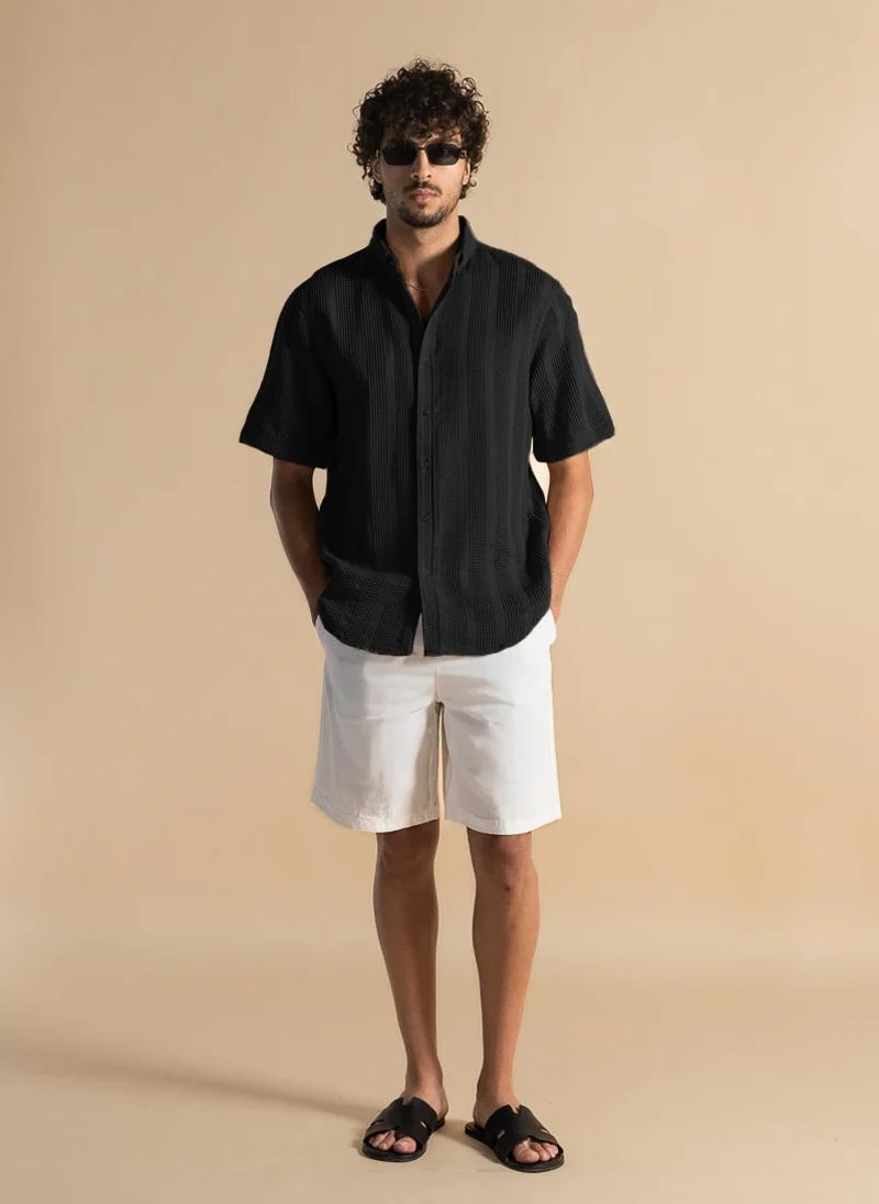 SHAPES TEXTURED COTTON SHIRT