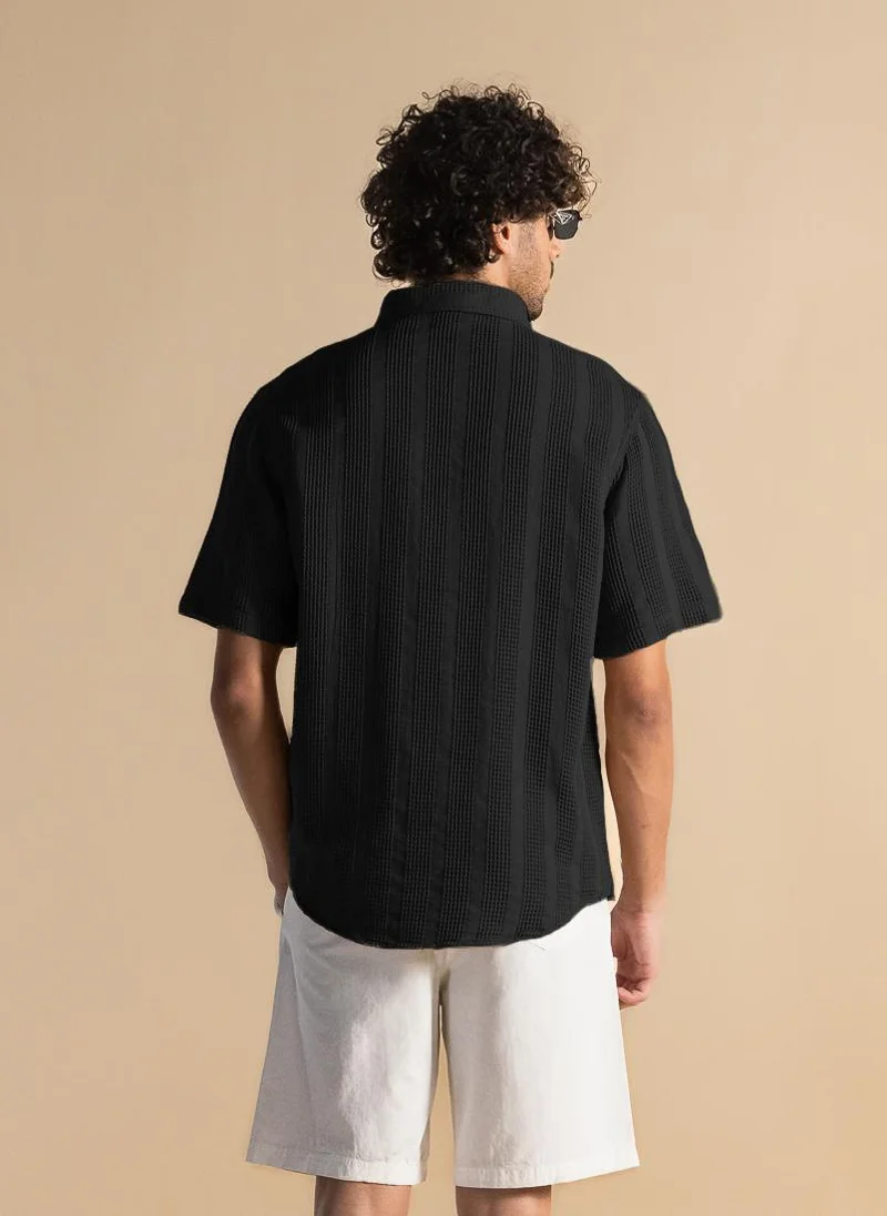 SHAPES TEXTURED COTTON SHIRT