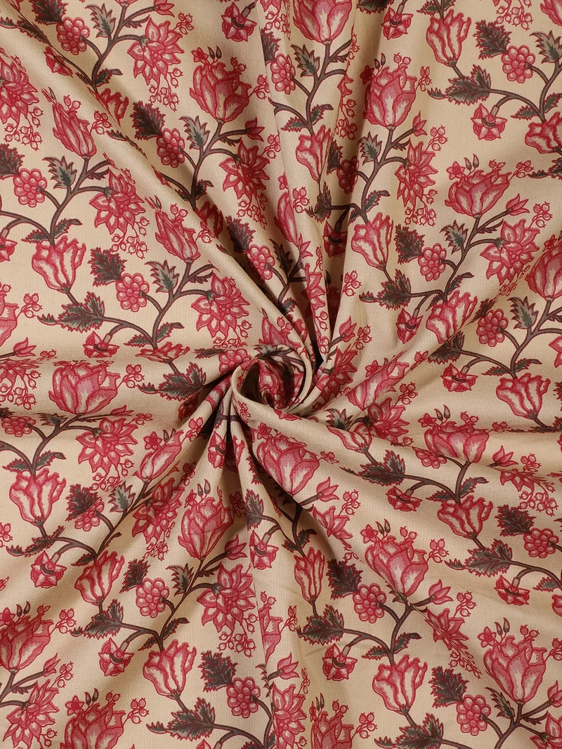 أيه كيه إس Beige Vintage Rose & Berries Fabric