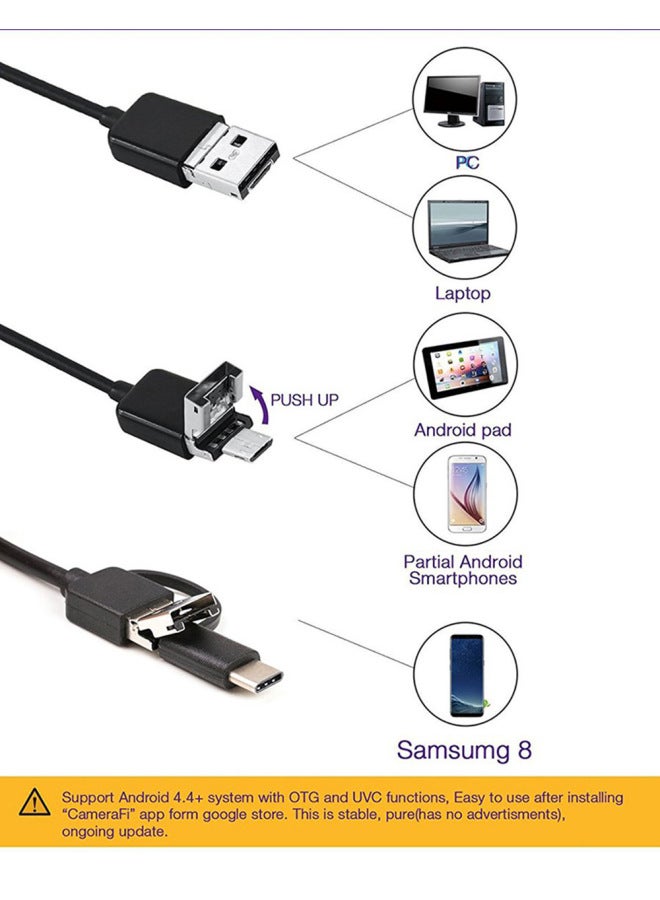 8 مللي متر 3 In1 TYPE-C USB شاحن هاتف محمول يعمل بنظام تشغيل أندرويد المنظار 2 متر 5 متر 2 مليون أداة المنظار الهاتف المحمول-اللون: سلك مرن 10 متر - Image 5