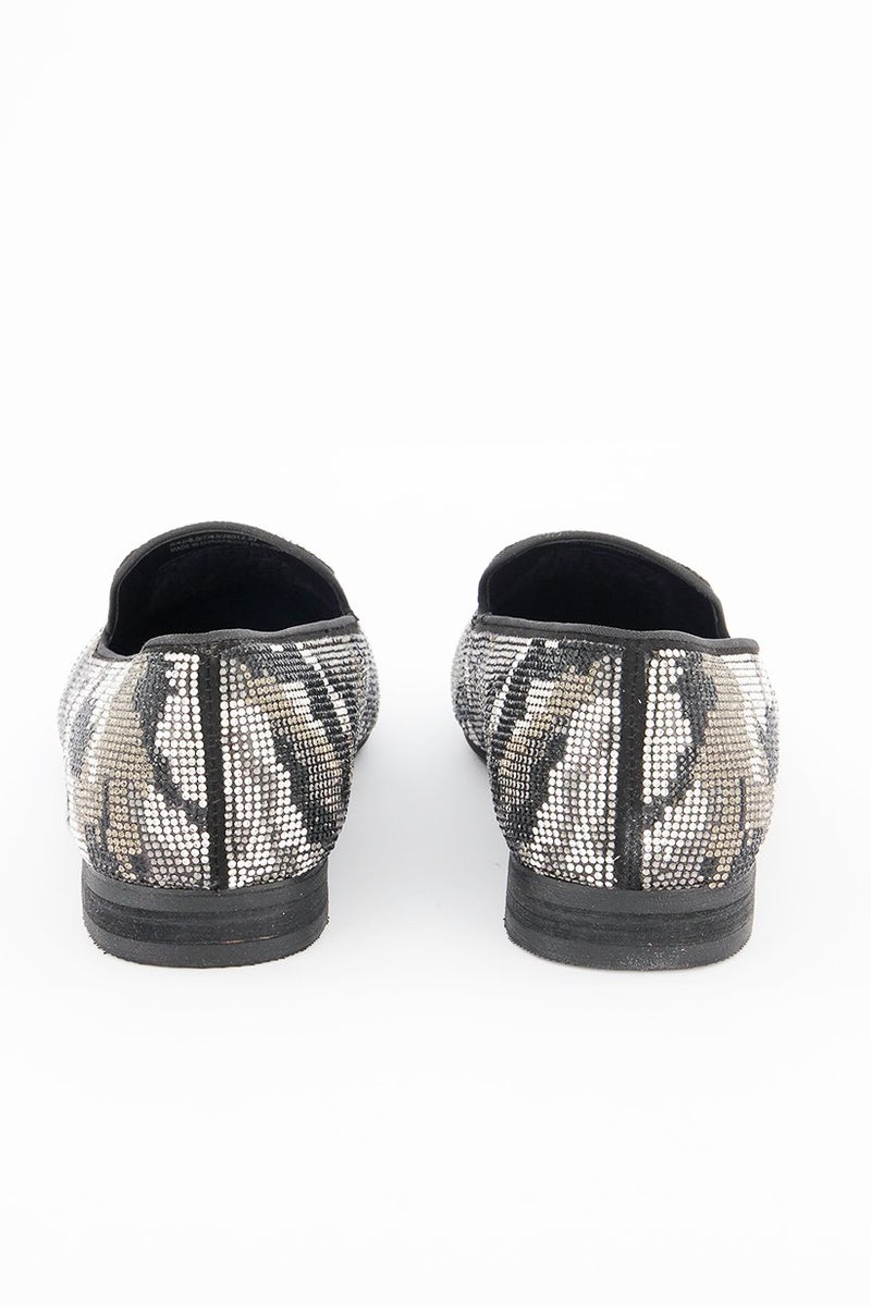 STEVE MADDEN Men Cloak Slip On Shoes, Black Combo and Silver - Image 3