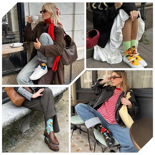 WeciBor Womens Colorful Funny Rainbow Striped Seamless Socks 5 Pack Mom Gift 8-12 - Image 3