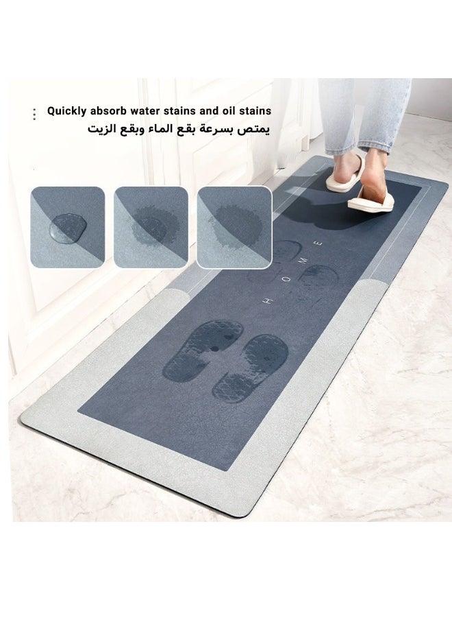 Super ZYouth - Kitchen Floor Mats Rugs Set, Cushion Floor Carpet, Waterproof, Oil Resistant and Anti-Fatigue Standing Mat for Kitchen, Floor, Office, Sink, Laundry, Bathroom 60x180CM, Blue/Grey - Image 1