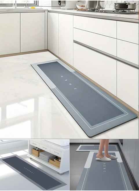 Kitchen Floor Mats Rugs Set, Cushion Floor Carpet, Waterproof, Oil Resistant and Anti-Fatigue Standing Mat for Kitchen, Floor, Office, Sink, Laundry, Bathroom 60x180CM, Blue/Grey