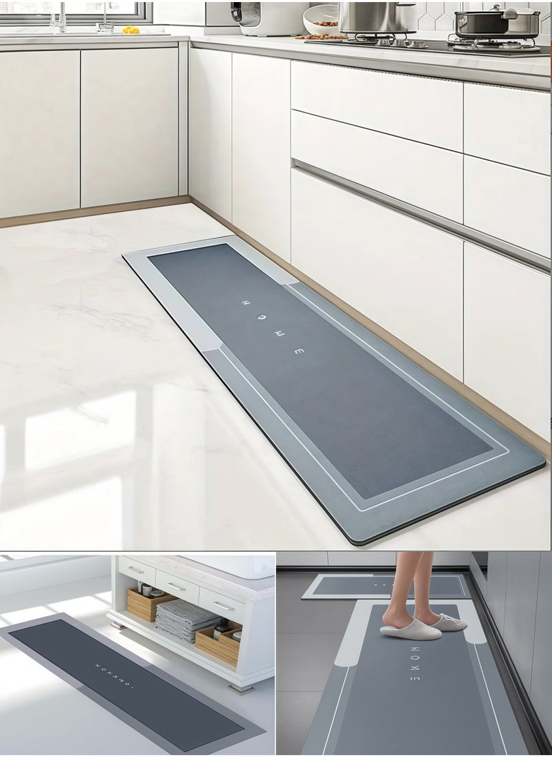 Super ZYouth - Kitchen Floor Mats Rugs Set, Cushion Floor Carpet, Waterproof, Oil Resistant and Anti-Fatigue Standing Mat for Kitchen, Floor, Office, Sink, Laundry, Bathroom 60x180CM, Blue/Grey - Image 1