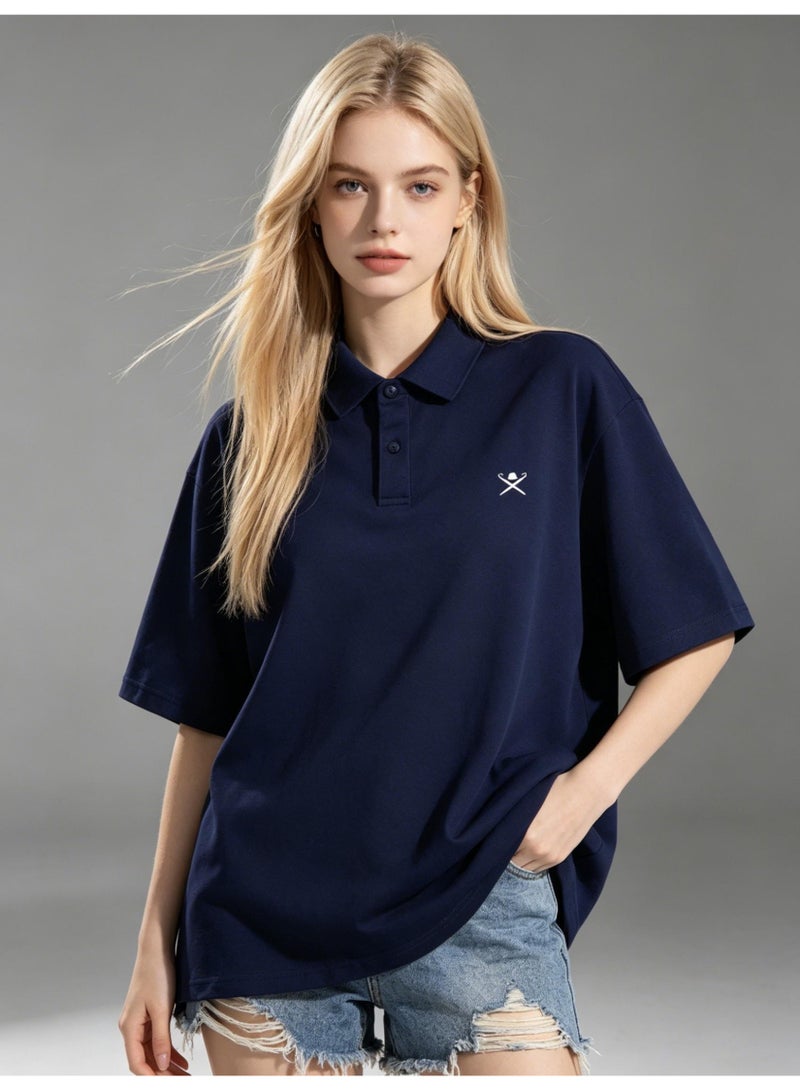Hackett London unisex loose Polo shirt, comfortable and breathable sports short sleeves, simple casual shirts for men and women with LOGO. - Image 5