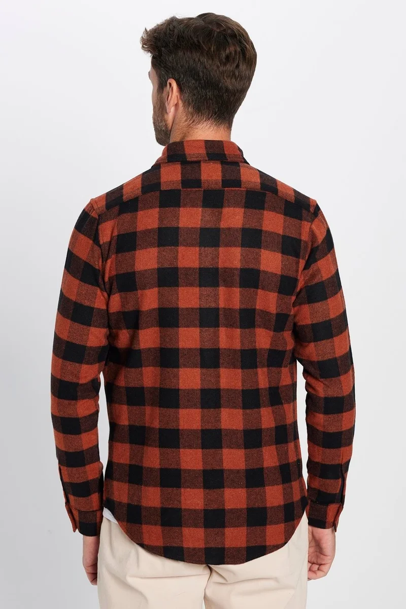 Tudors Men's Slim Fit Slim Fit Lumberjack Button-down Collar Checkered Winter Shirt