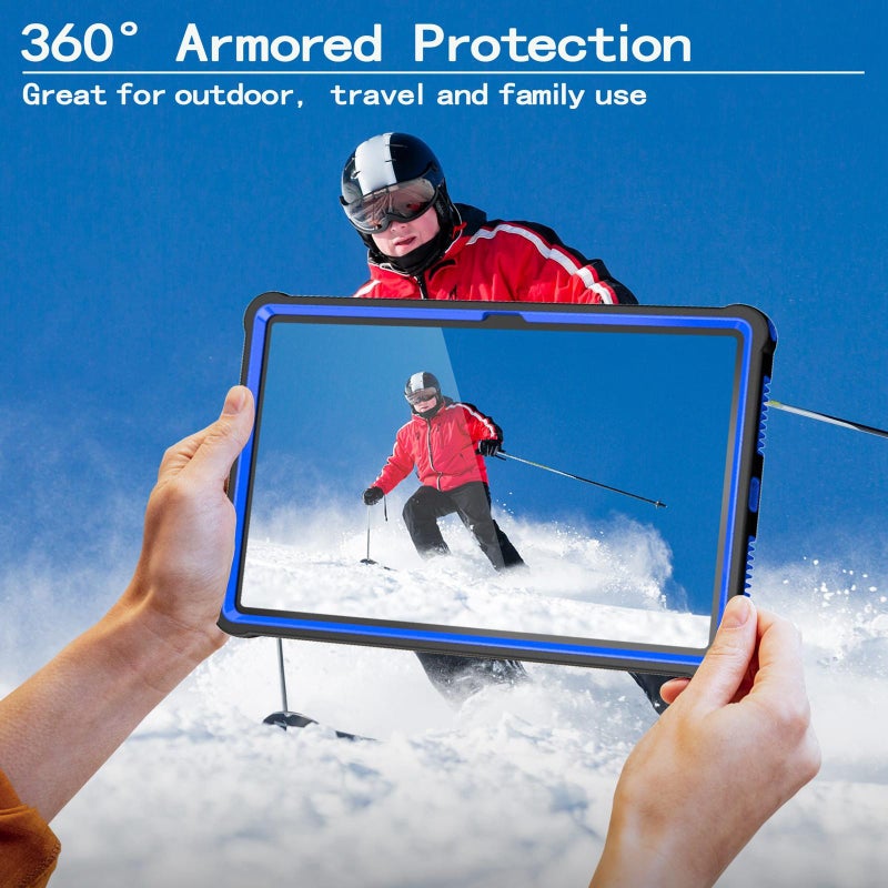erorex For Lenovo Tab M11 / Xiaoxin Pad 11 2024 Armor Bolt Shape Holder Silicone Hybrid Pc Tablet Case(Black Blue) - Image 5