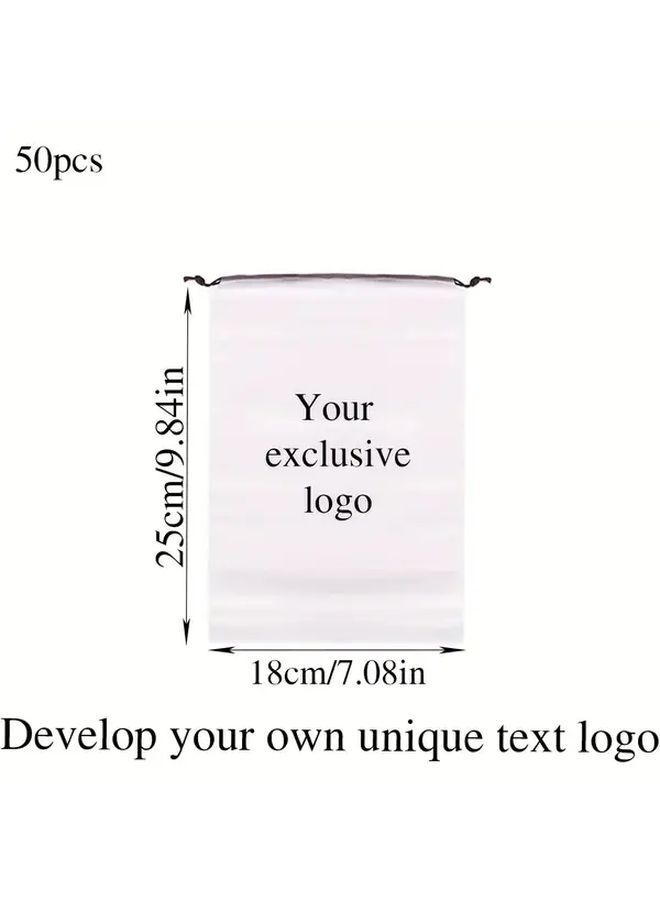 50 Pcs Customizable Matte Drawstring Pouches Double Sided Printing White Durable Plastic with Sturdy Handles 7.87x11.81inch for Socks Shoes Travel Bathroom Storage Birthday Party Favors Event Gifts Everyday Use - Image 2