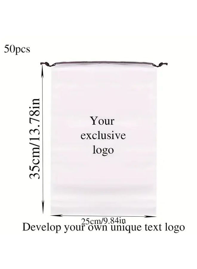 50 Pcs Customizable Matte Drawstring Pouches Double Sided Printing White Durable Plastic with Sturdy Handles 7.87x11.81inch for Socks Shoes Travel Bathroom Storage Birthday Party Favors Event Gifts Everyday Use - Image 5