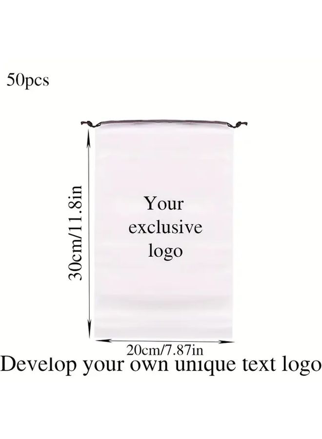 50 Pcs Customizable Matte Drawstring Pouches Double Sided Printing White Durable Plastic with Sturdy Handles 7.87x11.81inch for Socks Shoes Travel Bathroom Storage Birthday Party Favors Event Gifts Everyday Use - Image 4
