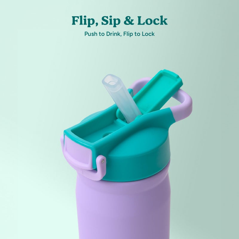 Reduce Hydrate Pro Kids 14oz Stainless Steel Insulated Water Bottle w/Straw â€“ Spill Proof Tumbler for Kids â€“ 30 Hour Cold Retention â€“ Dishwasher Safe Leak-Proof Design - Mermaid Purple - Image 5