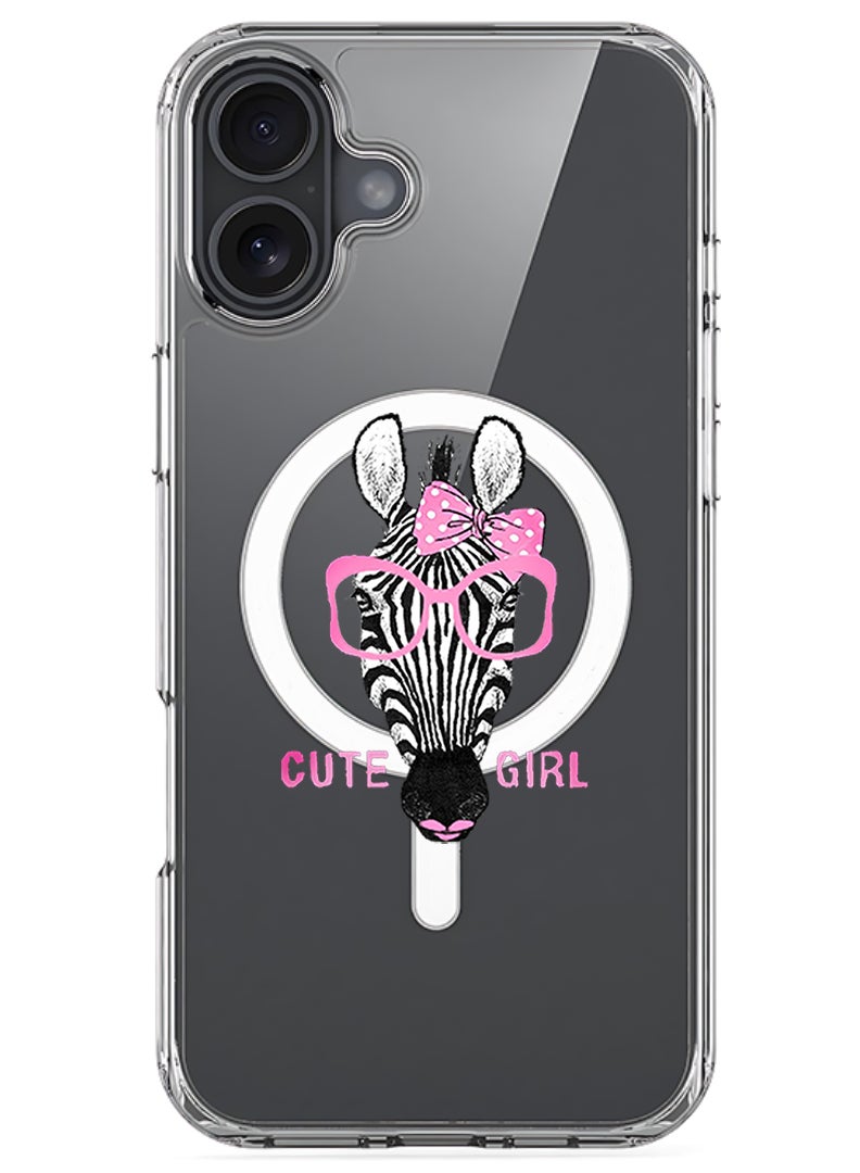 Theodor Magnetic Case for Apple iPhone 17 Compatible with MagSafe Wireless Charging, Shockproof Phone Bumper Cover - Cute girl zebra - Image 1