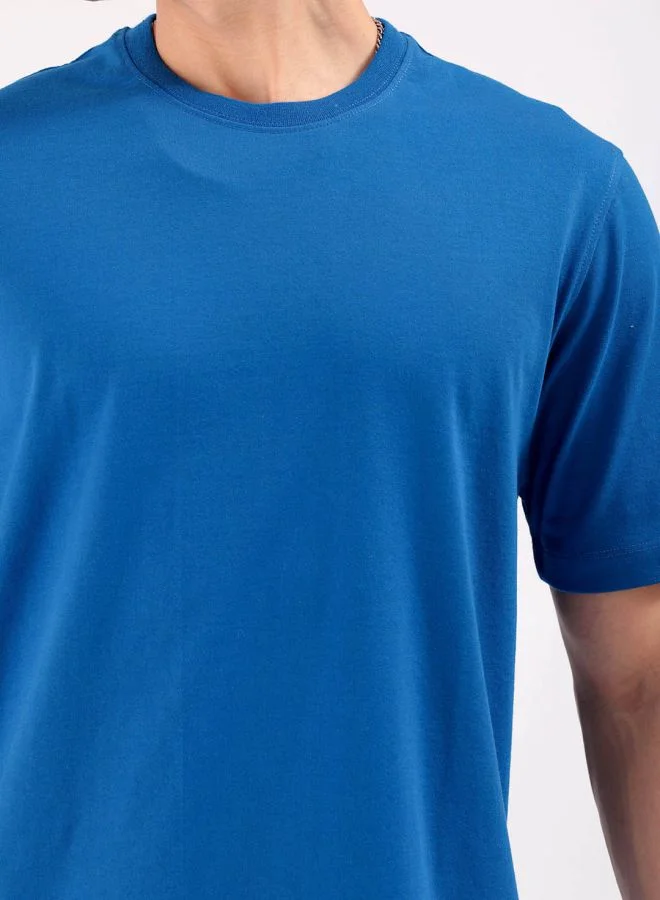 The Indian Garage Co Men Slim Fit Solid Round Neck Tshirt