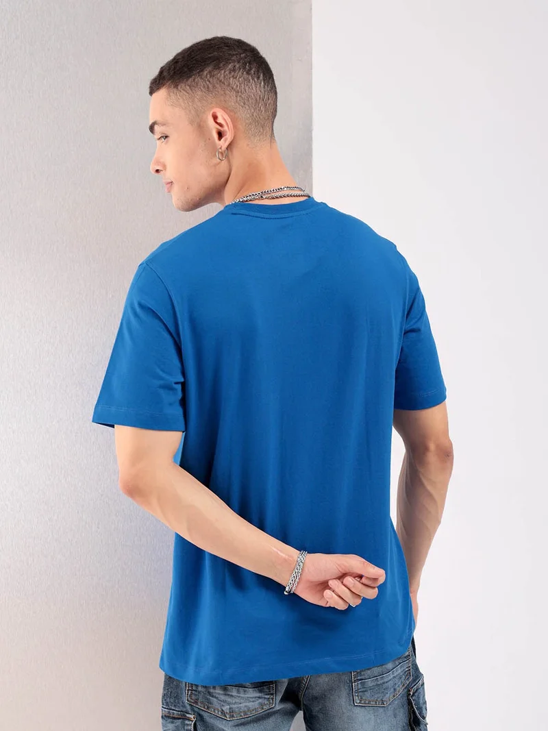 The Indian Garage Co Men Slim Fit Solid Round Neck Tshirt