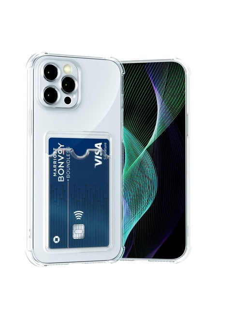 Case for iPhone 13 Pro Clear Slim Phone Case Soft TPU Wallet Case Bag Cover with Card Slot Holder Shockproof