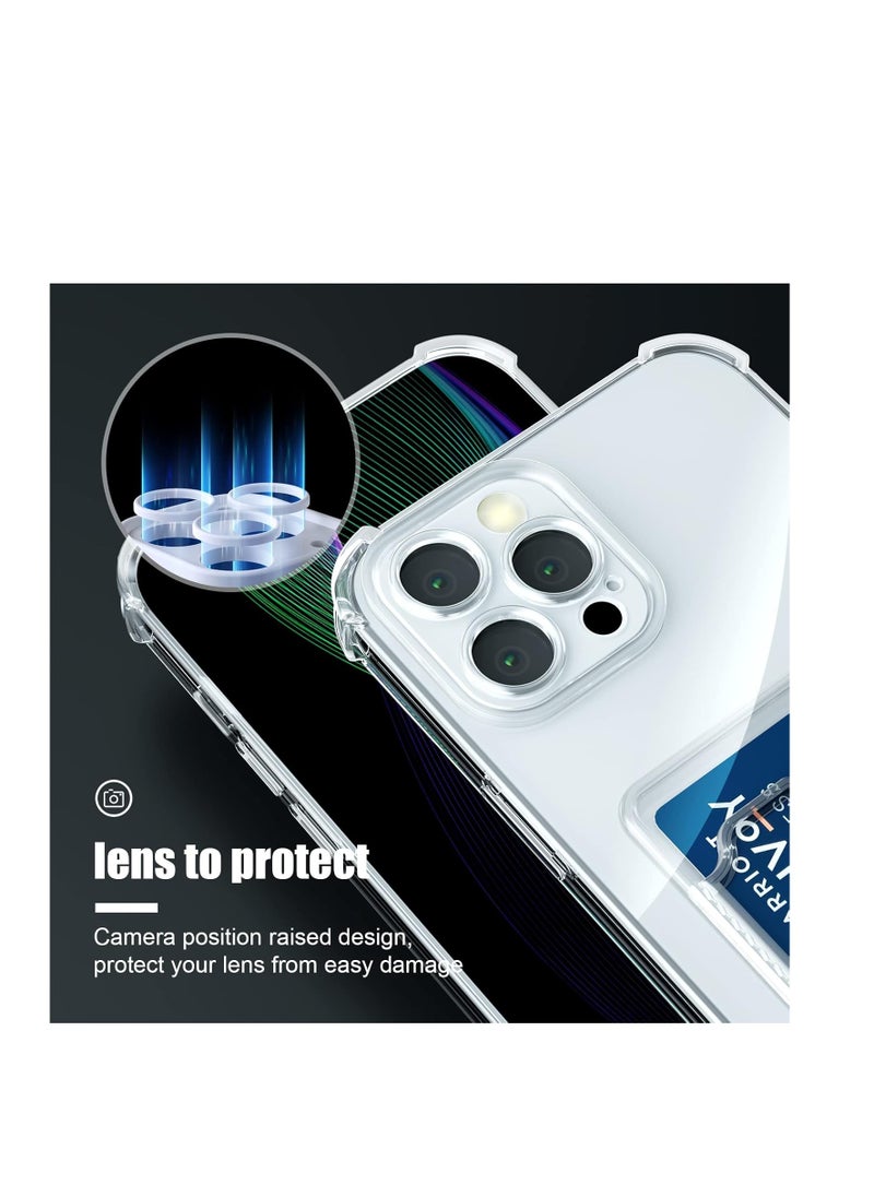 Generic - Case for iPhone 13 Pro Clear Slim Phone Case Soft TPU Wallet Case Bag Cover with Card Slot Holder Shockproof - Image 1