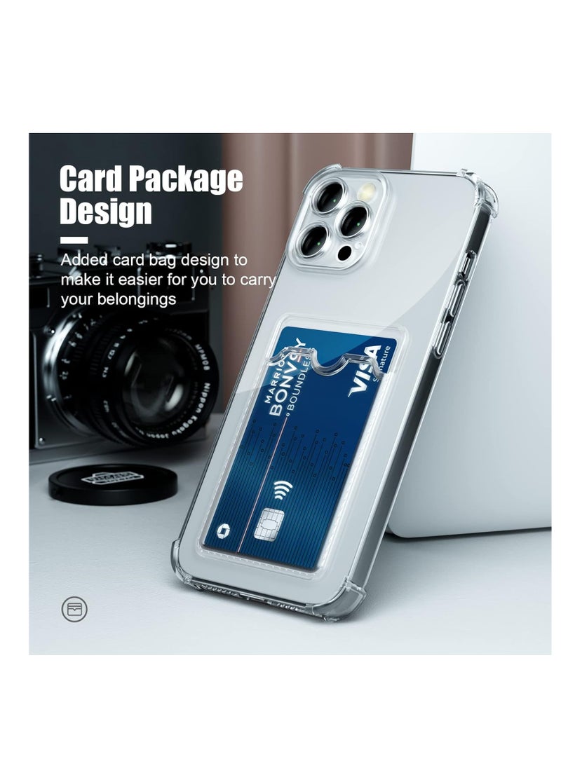 Generic - Case for iPhone 13 Pro Clear Slim Phone Case Soft TPU Wallet Case Bag Cover with Card Slot Holder Shockproof - Image 1