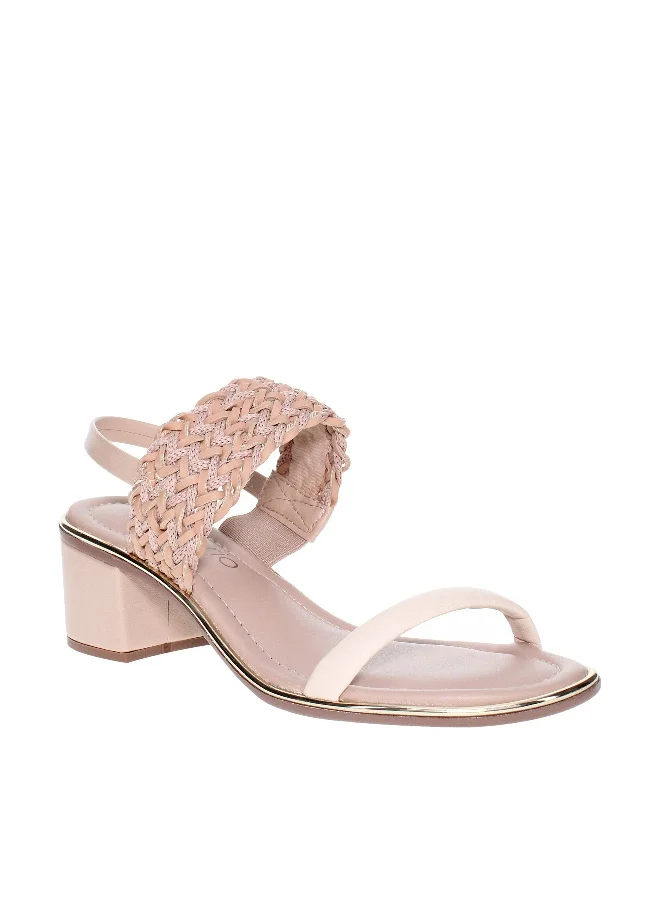 Beira Rio Beira Rio Ladies Mid Heel Sandals Beige | Made In Brazil