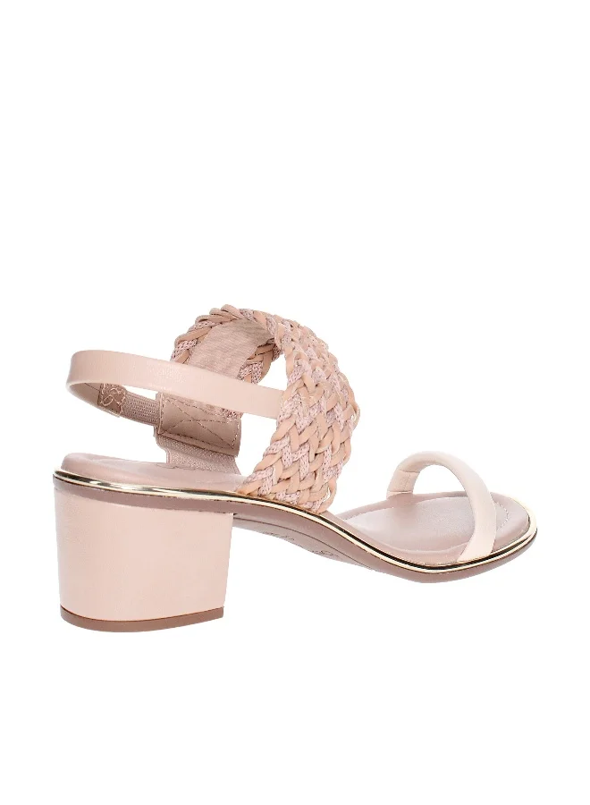 Beira Rio Beira Rio Ladies Mid Heel Sandals Beige | Made In Brazil
