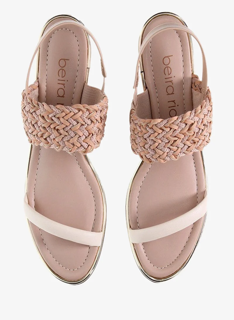 Beira Rio  Beira Rio Ladies Mid Heel Sandals Beige | Made In Brazil for Women | Best Price UAE