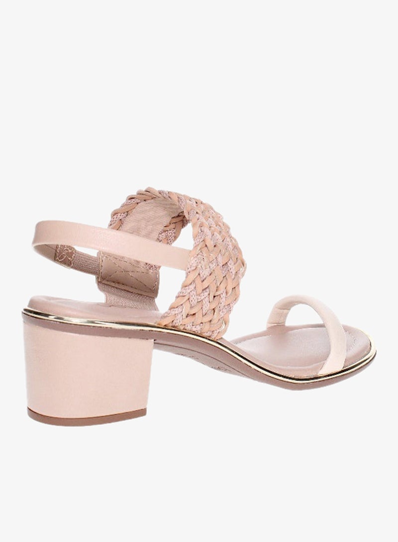Beira Rio Ladies Mid Heel Sandals Beige | Made In Brazil - Image 2